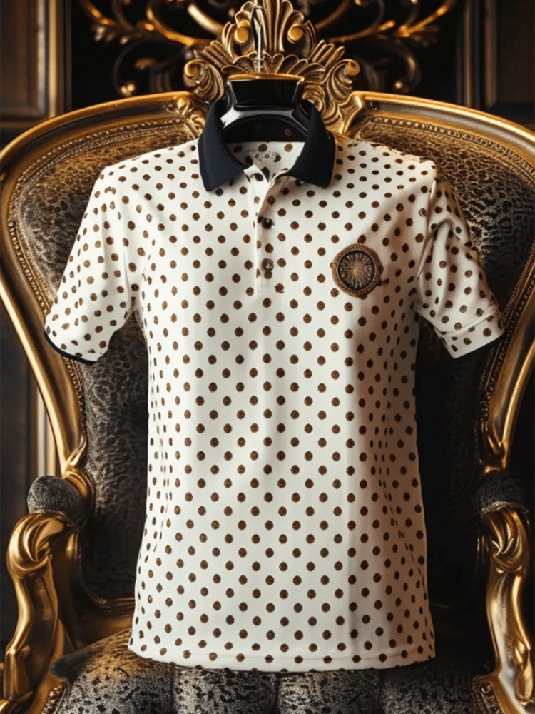 Men's Business Casual Logo Button Short Sleeve Polo Shirt