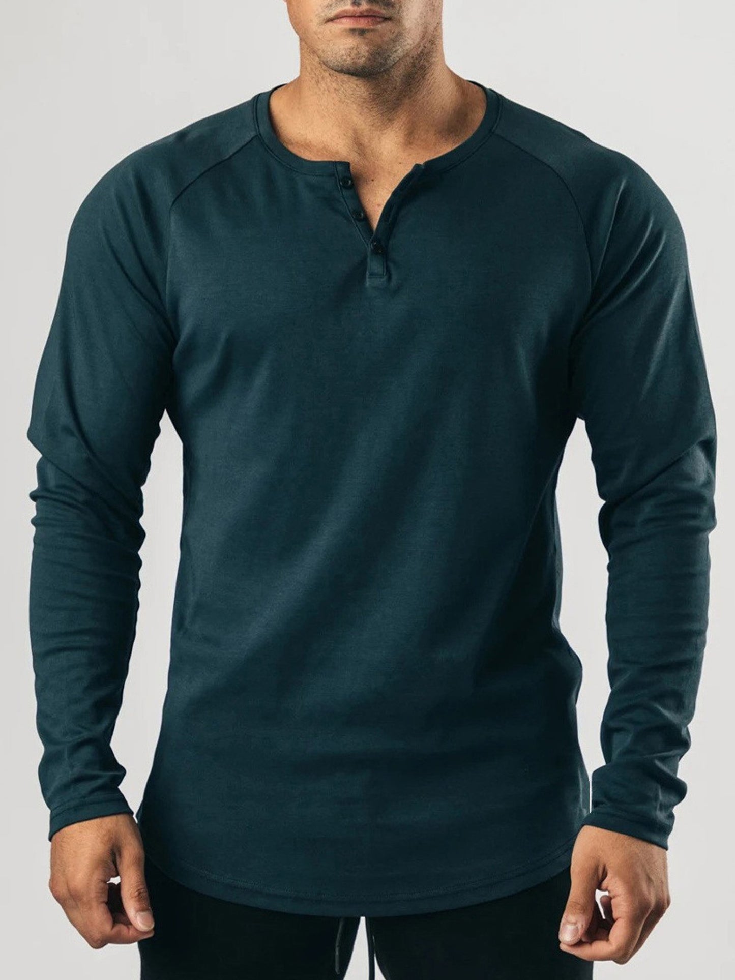 Men's Casual and Comfortable Henley Long-Sleeved T-Shirt
