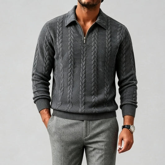 Men's Pullover Half-Button-Down Zip-Up Sweatshirt