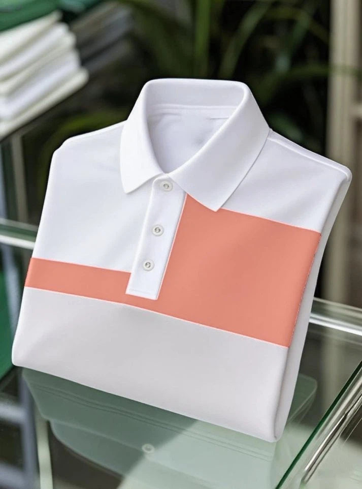 Men's Business Casual Logo Button Short Sleeve Polo Shirt