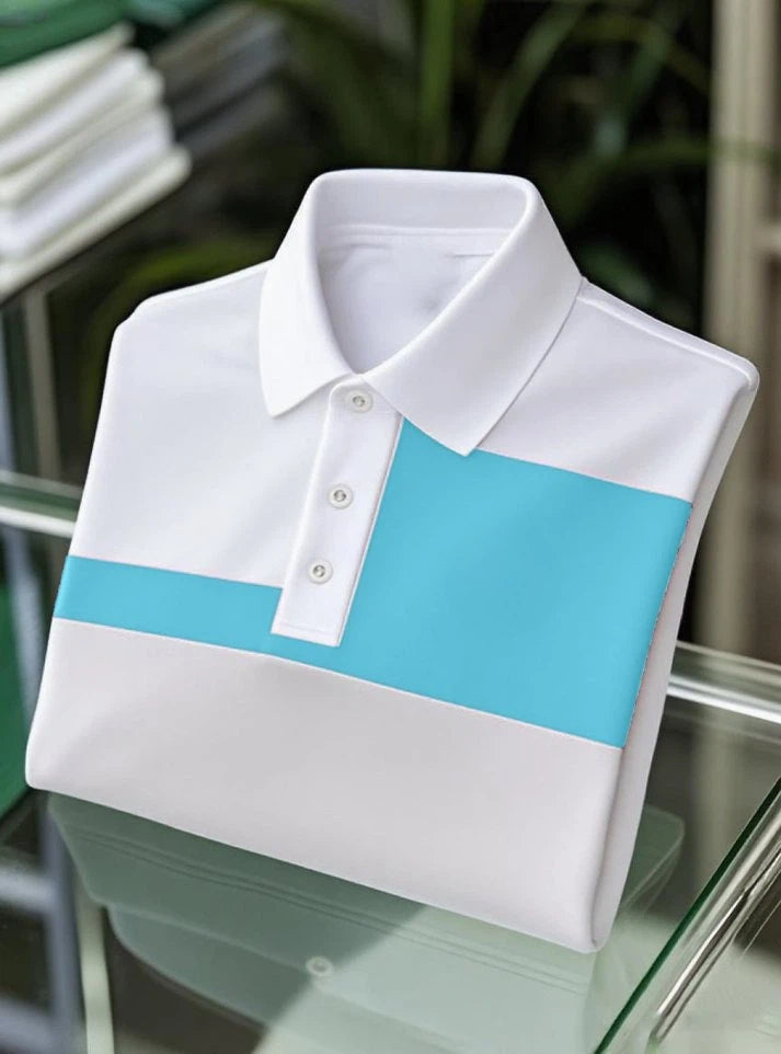 Men's Business Casual Logo Button Short Sleeve Polo Shirt