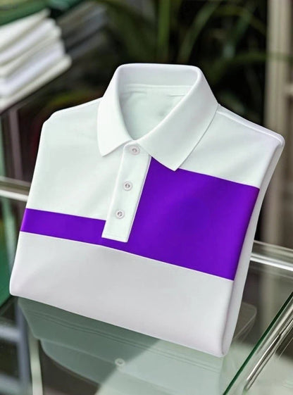 Men's Business Casual Logo Button Short Sleeve Polo Shirt
