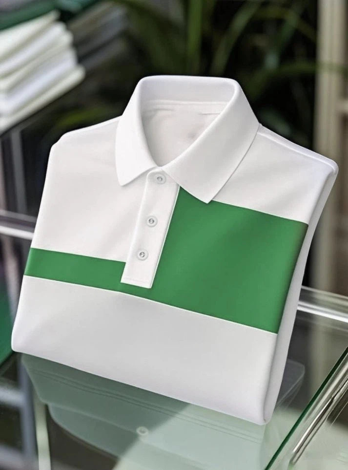 Men's Business Casual Logo Button Short Sleeve Polo Shirt