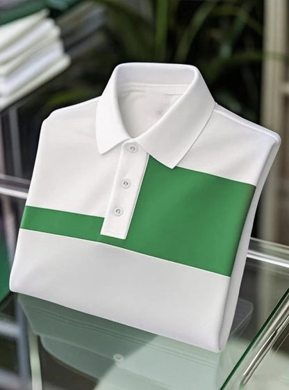 Men's Business Casual Logo Button Short Sleeve Polo Shirt