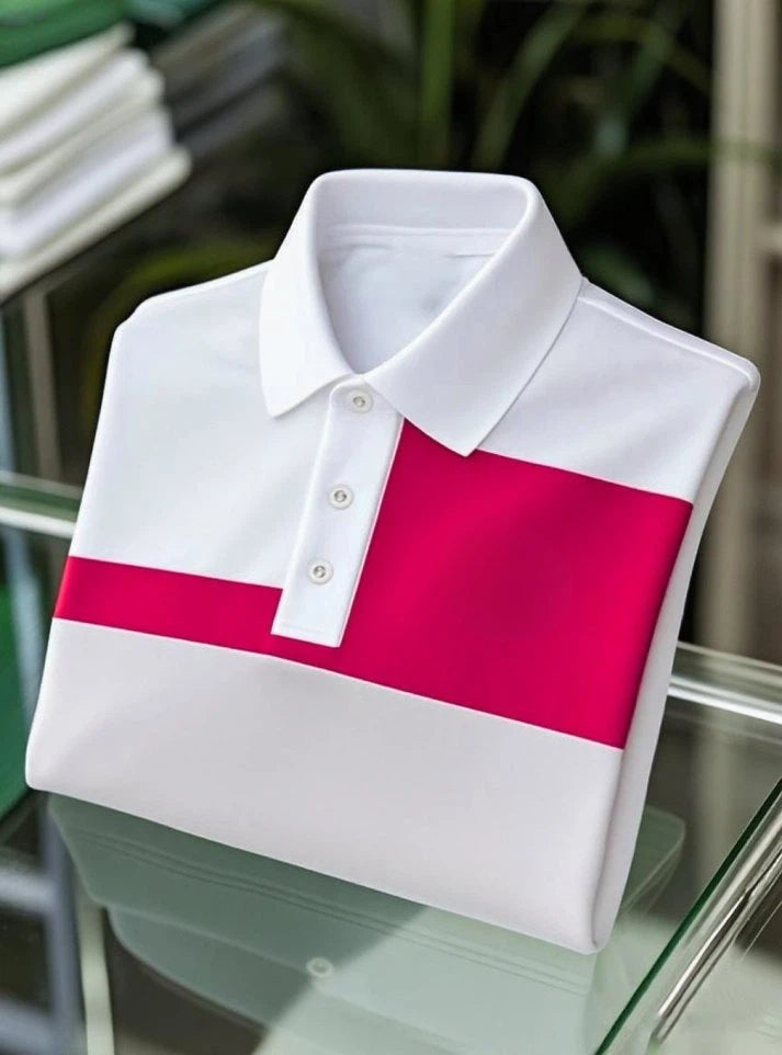Men's Business Casual Logo Button Short Sleeve Polo Shirt