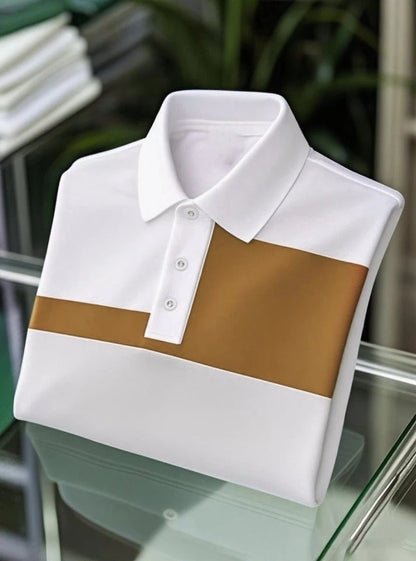 Men's Business Casual Logo Button Short Sleeve Polo Shirt