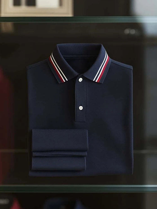Men's Classic Business Logo Button Short Sleeve Polo Shirt