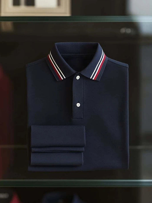 Men's Classic Business Logo Button Short Sleeve Polo Shirt