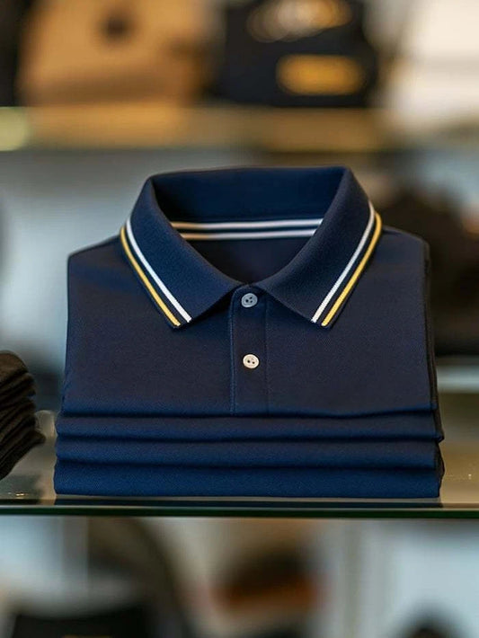 Men's Classic Business Logo Button Short Sleeve Polo Shirt