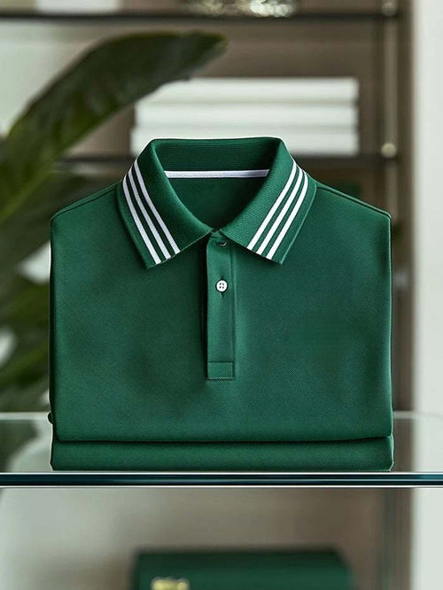 Men's Classic Business Logo Button Short Sleeve Polo Shirt
