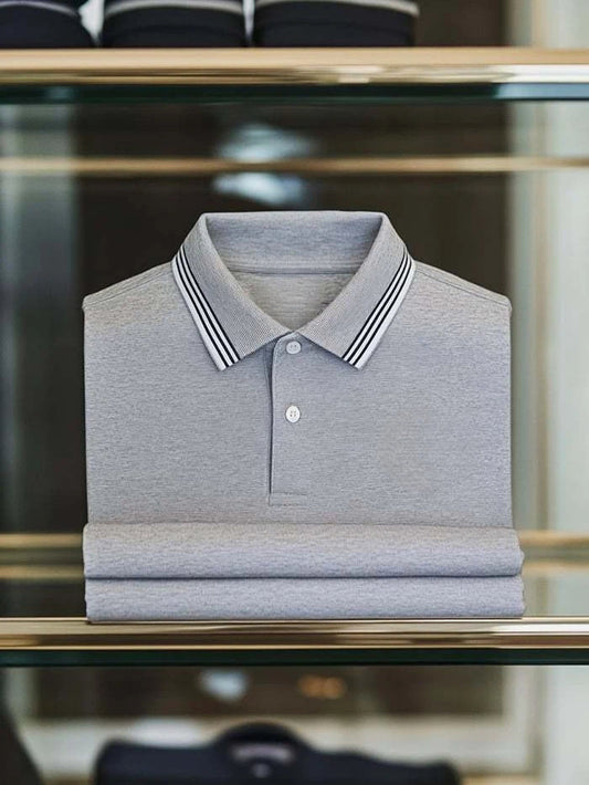 Men's Classic Business Logo Button Short Sleeve Polo Shirt
