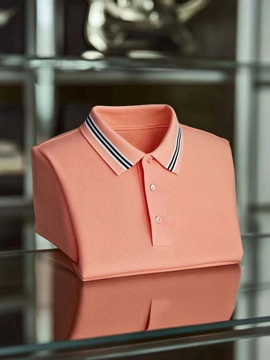 Men's Classic Business Logo Button Short Sleeve Polo Shirt