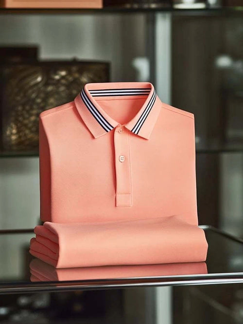 Men's Classic Business Logo Button Short Sleeve Polo Shirt