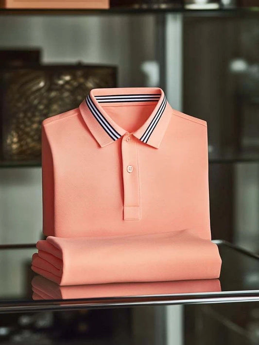 Men's Classic Business Logo Button Short Sleeve Polo Shirt