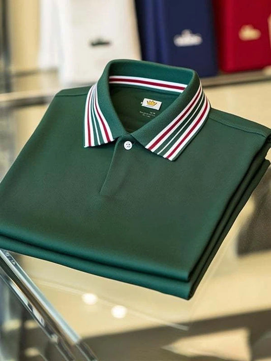 Men's Classic Business Logo Button Short Sleeve Polo Shirt