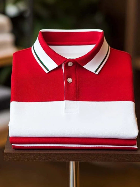 Men's Classic Business Logo Button Short Sleeve Polo Shirt