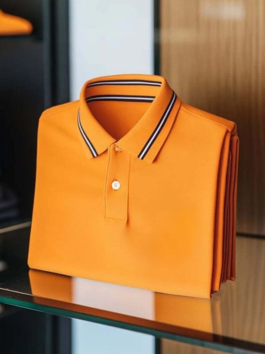 Men's Classic Business Logo Button Short Sleeve Polo Shirt