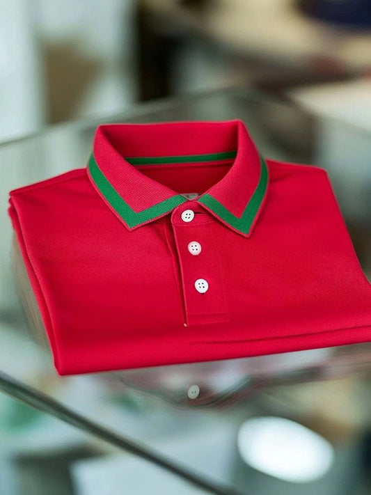 Men's Business Casual Logo Button Short Sleeve Polo Shirt