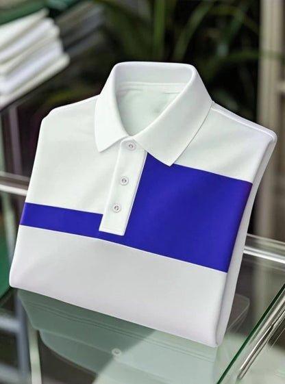 Men's Business Casual Logo Button Short Sleeve Polo Shirt
