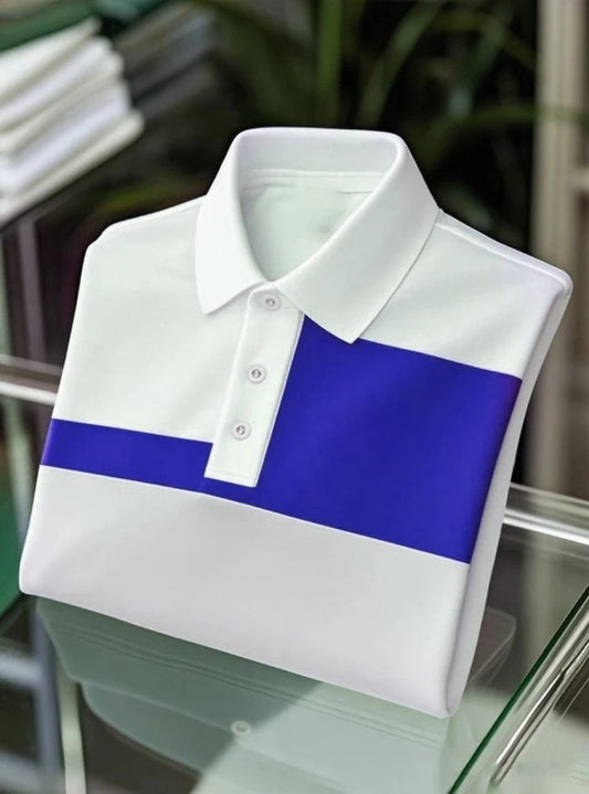 Men's Business Casual Logo Button Short Sleeve Polo Shirt