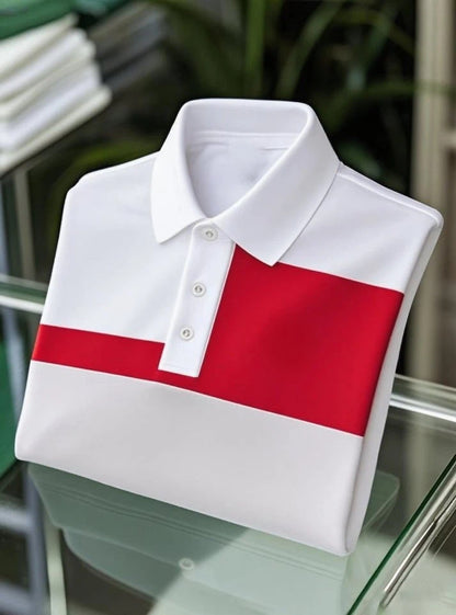 Men's Business Casual Logo Button Short Sleeve Polo Shirt