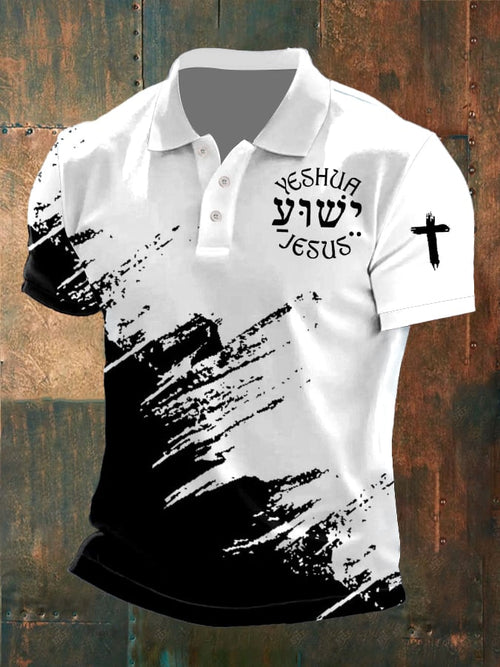 Men's Faith Cross Casual Printed POLO Shirt