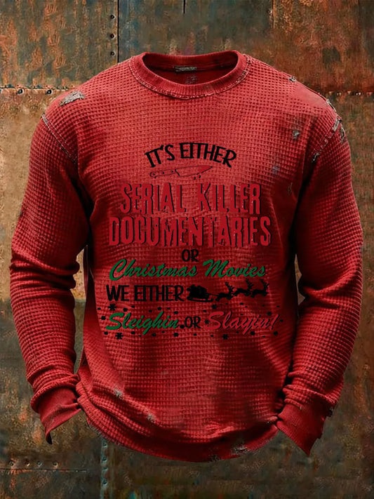 Men's Merry Christmas  Printed Casual Long-Sleeved Top