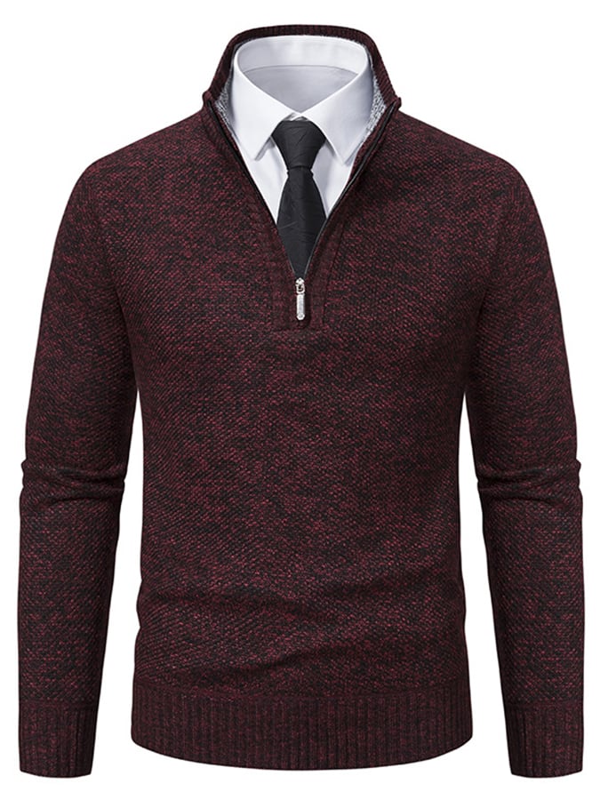Men's Fashionable Velvet Warm Zipper Design Sweater