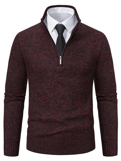 Men's Fashionable Velvet Warm Zipper Design Sweater