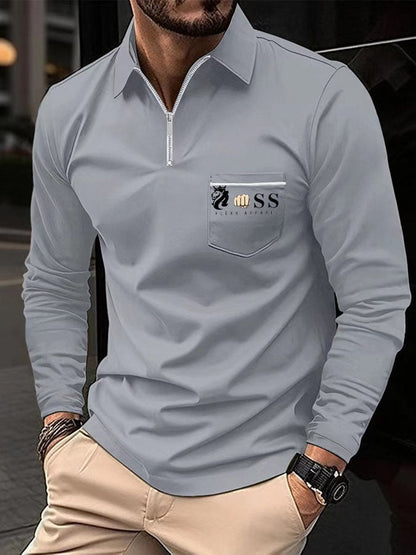 Men's Sports Casual Slim Fit Long Sleeve Polo Shirt