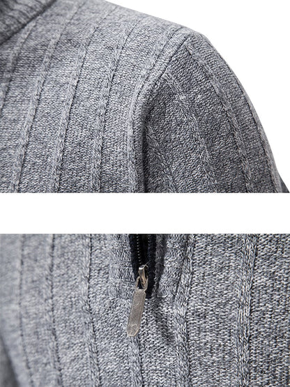 Men's Fashionable Velvet Thickened Warm Zipper Design Sweater