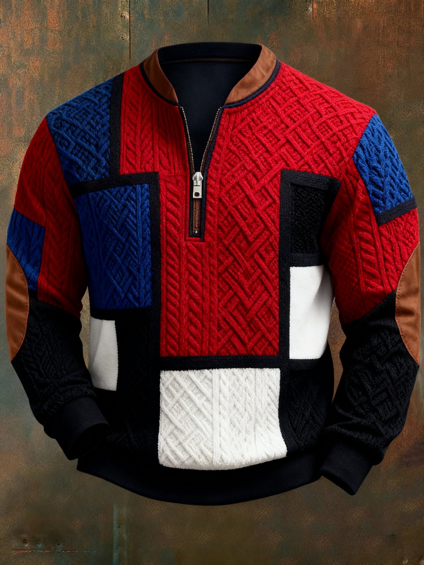 Men's Casual Geometric Color Block Print Sweatshirt