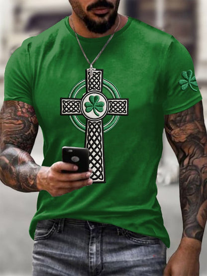 Men's St. Patrick's Day Printed Round Neck T-Shirt