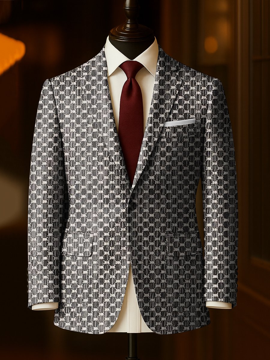 Men's Business Casual Art Pattern Large Pocket Blazer