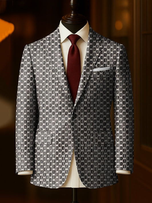 Men's Business Casual Art Pattern Large Pocket Blazer