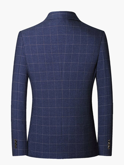 Men's Work Office Notched Collar Plaid Regular Fit Blazer