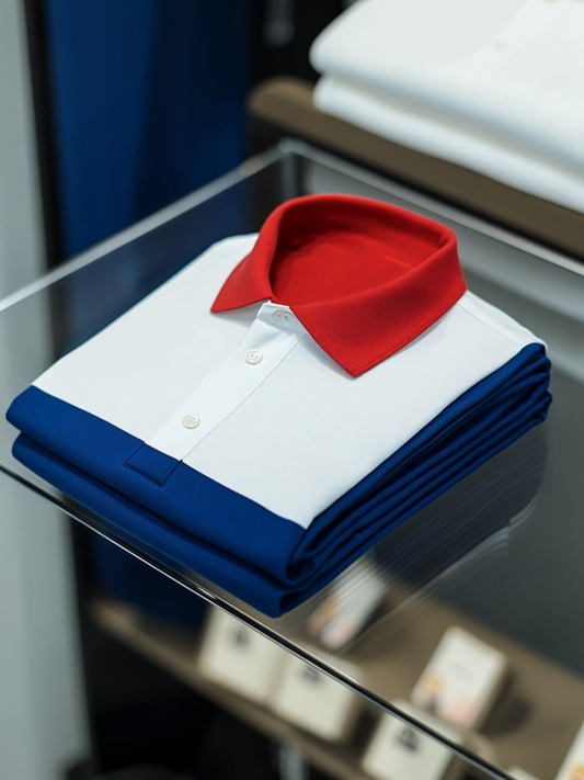 Men's Business Casual Logo Button Short Sleeve Polo Shirt