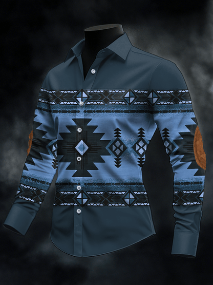 Men's Retro Western Print Casual Shirt