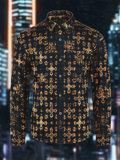Men's Retro Casual Faith Business Long Sleeve Shirt