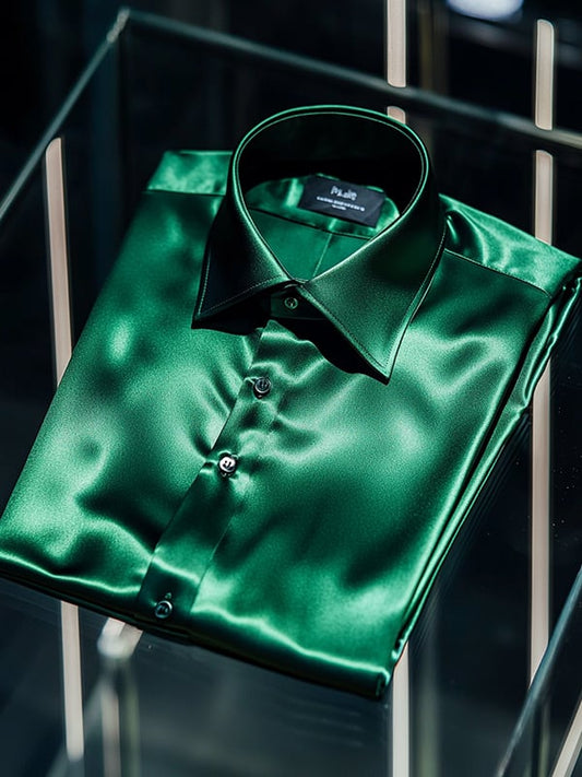 Men's Business Casual Solid Color Lapel Short Sleeve Shirt