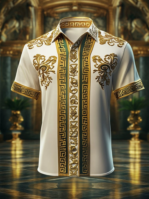 Men's Satin Luxe Print Short Sleeve Button Shirt