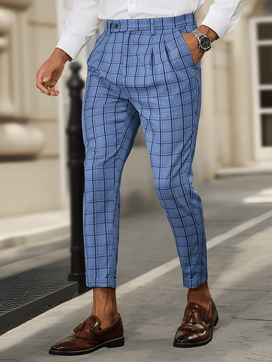 Men's Fashionable Plaid Design Business Casual Pants