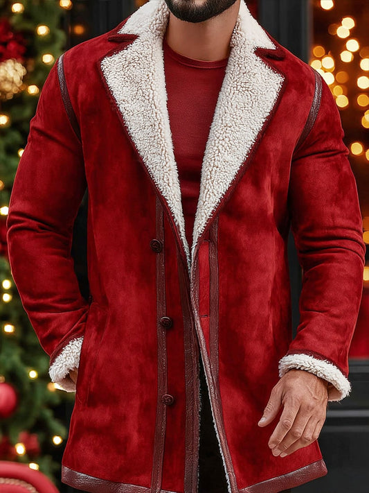 Men's Vintage Christmas Party Casual Suede Long Sleeve Jacket