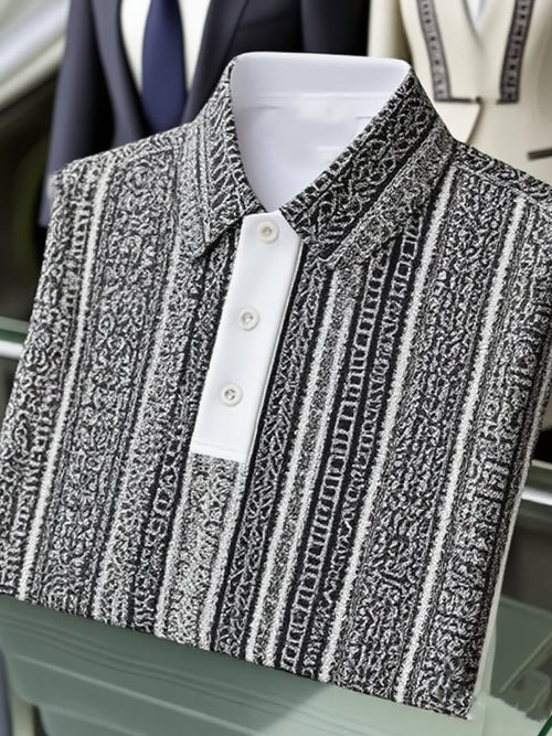 Men's Business Casual Button Short Sleeve Polo Shirt