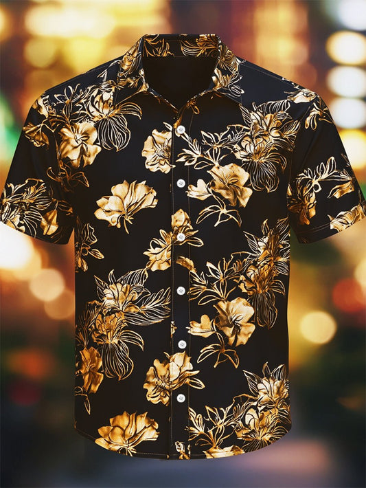 Men's Resort Casual Floral Art Short Sleeve Shirt