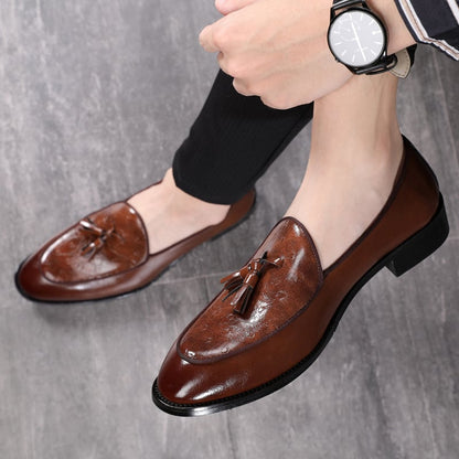 Men'S British Casual Pointed Tassel Loafers