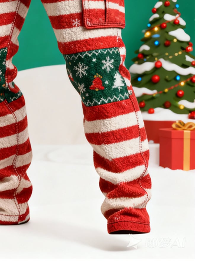Men's plaid pocket Christmas cargo pants