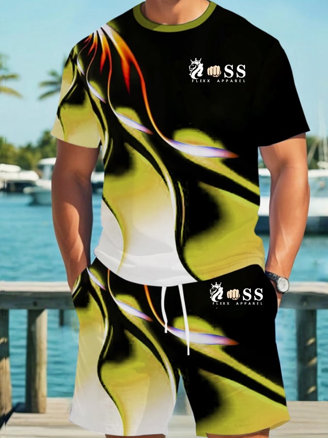 Men's Business Casual Gradient Print Suit