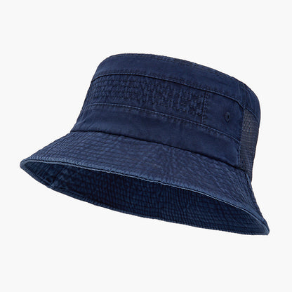 Men's Retro Washed Denim Mesh Patchwork Bucket Hat