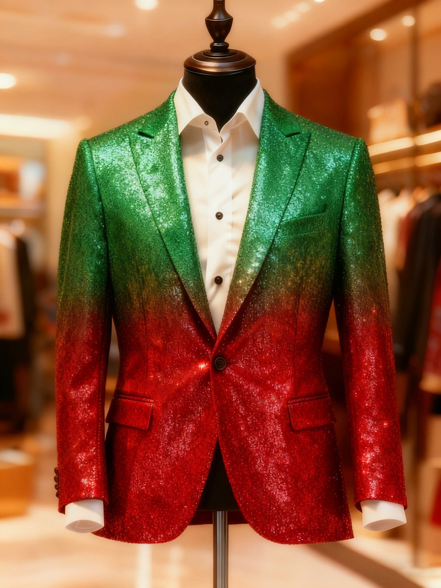 Men's Retro Christmas Glitter Casual Suit Jacket